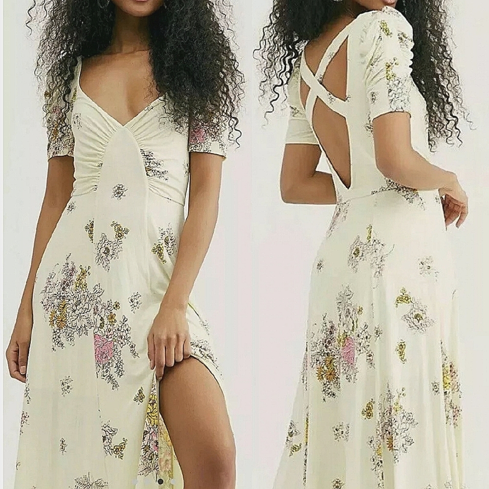 NWT🌸OFFER🌸 Free People Floral Ivory Maxi Dress, Small